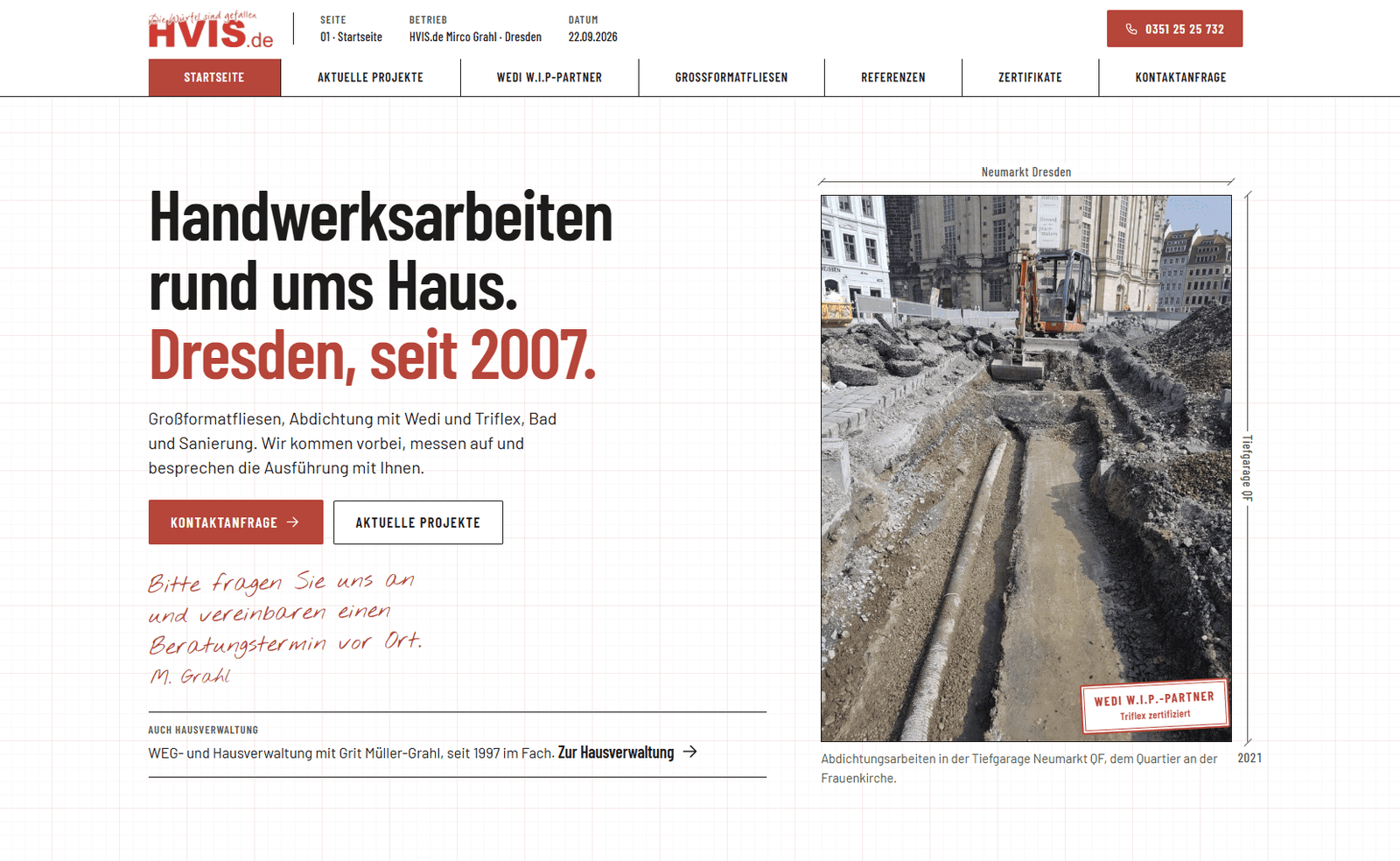 Screenshot der Website von HVIS.de Mirco Grahl